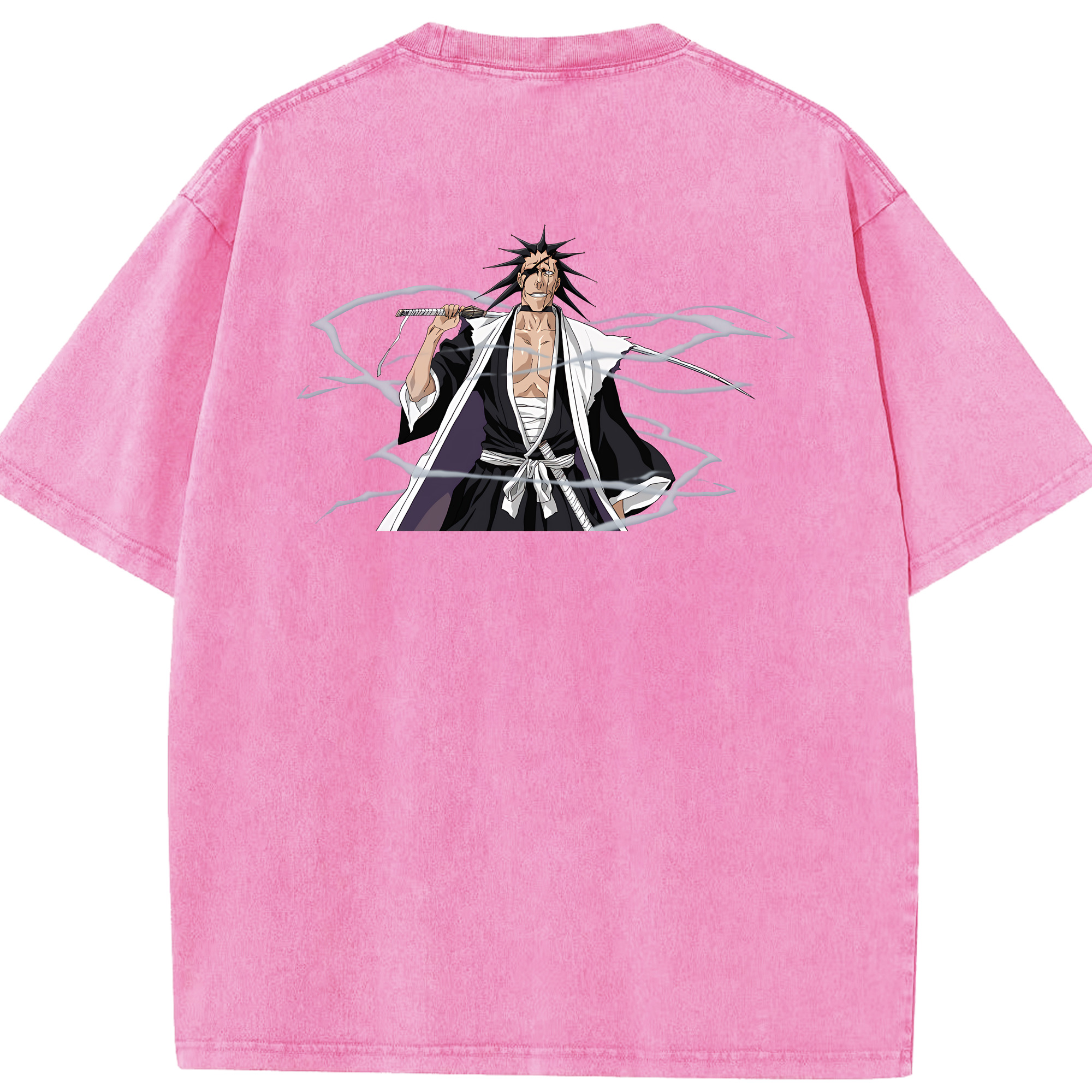（画像用） ブリーチ ざらき けんぱち BLEACH Zaraki Kenpachi 綿100% ヴィンテージ風 半袖Tシャツ（背面プリント）